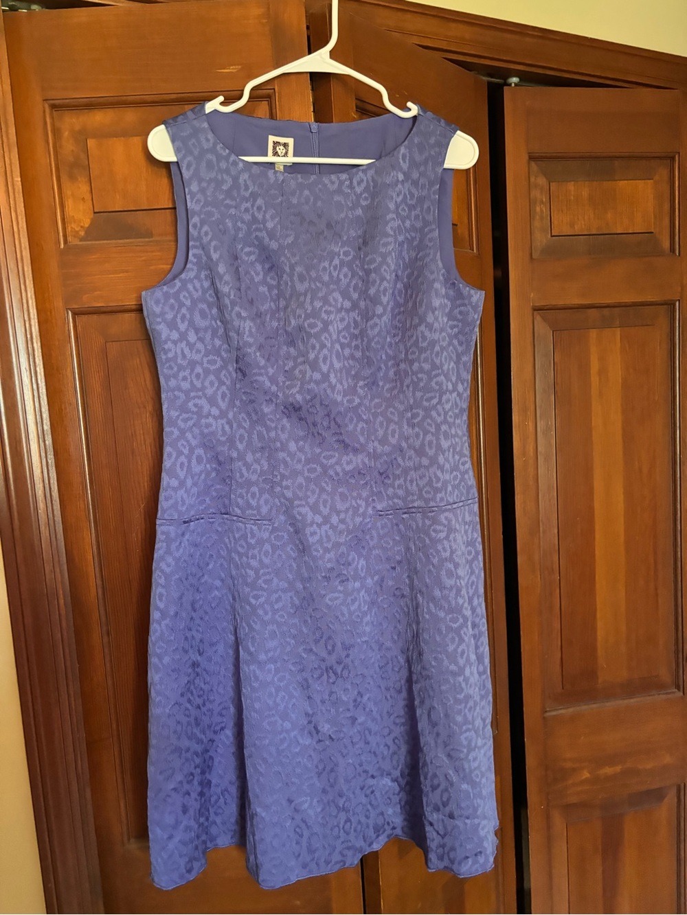Anne Klein Sleeveless Lilac Cheetah Textured A-Line Dress Size 14